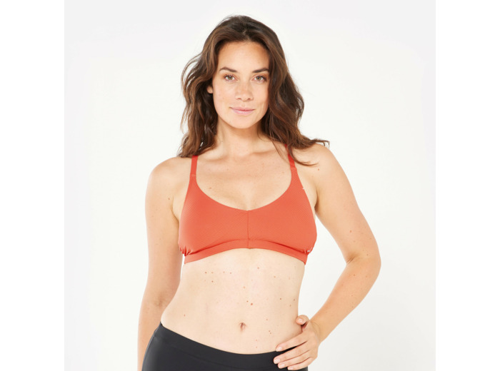 Haut de maillot de bain brassière texturée natation Femme - Lila simy terracotta