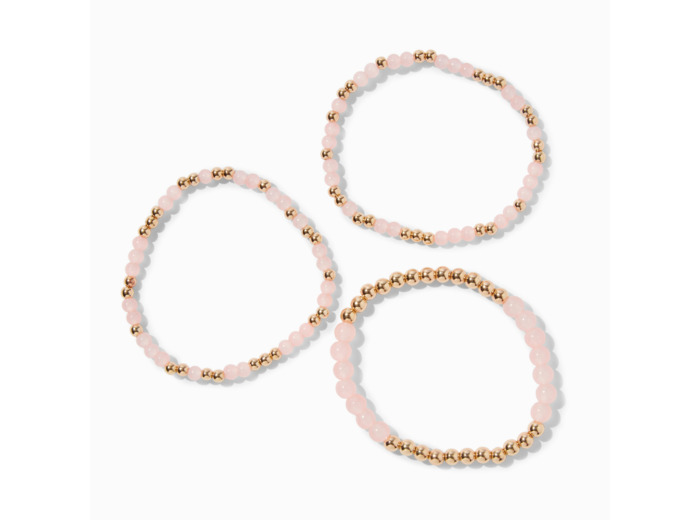 Bracelets élastiques perlés rose tendre - Lot de 3
