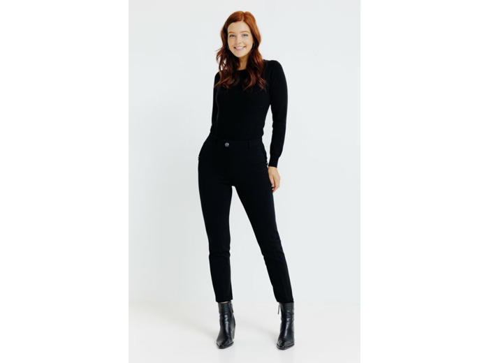 Pantalon Maille Slim Bouton Fantaisie