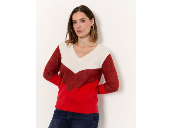 Pull épais color bloc ECRU Femme
