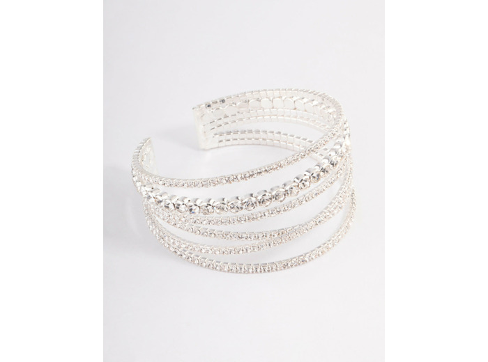 Silver Criss Cross Cupchain Wrist Cuff