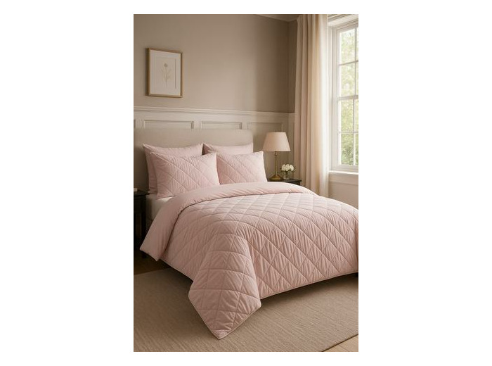 Parure de lit king size matelassée en losanges