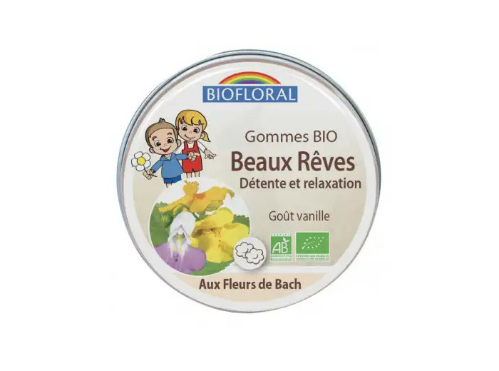 Biofloral Fleurs De Bach Beaux Rêves Enfant Gommes Bio Vanille Boîte De 45 G