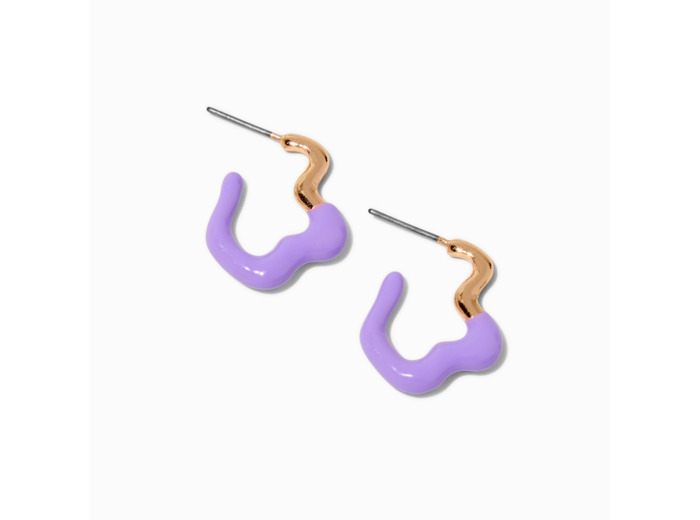 Créoles couleur dorée effet goutte violettes