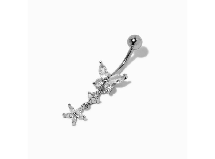 Piercing de nombril pendant 1,6 mm papillon en zircon cubique d'imitation