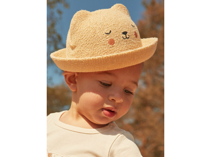 Chapeau naturel chiné en tricot de jersey