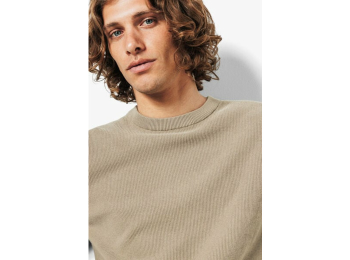 Pull col rond jeux de points - Beige