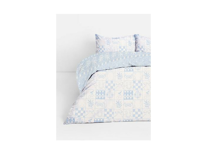 Parure de lit double réversible à motif faïence
