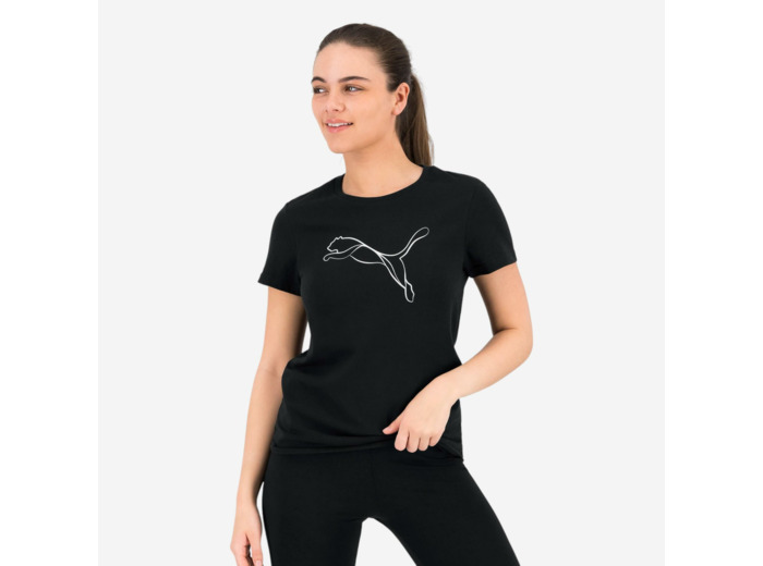 Tee shirt imprimé logo Puma femme - noir