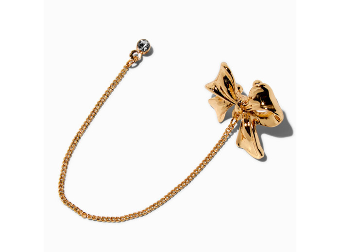 Boucle d'oreille chaîne nœud couleur dorée