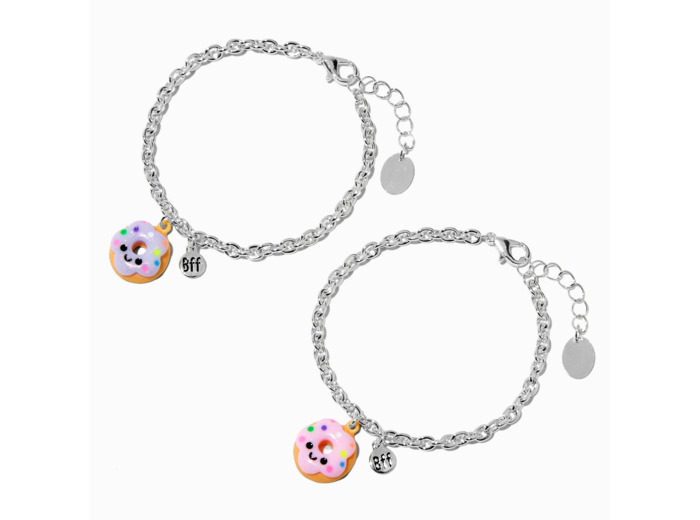 Bracelets en chaîne à maillons gourmette donut joyeux best friends - Lot de 2