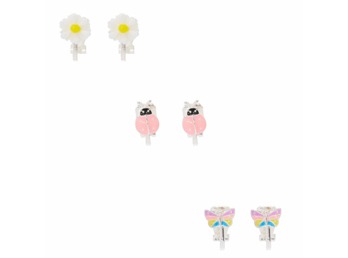 Lot de 3 boucles d'oreille à clip à ressort aux tons pastel