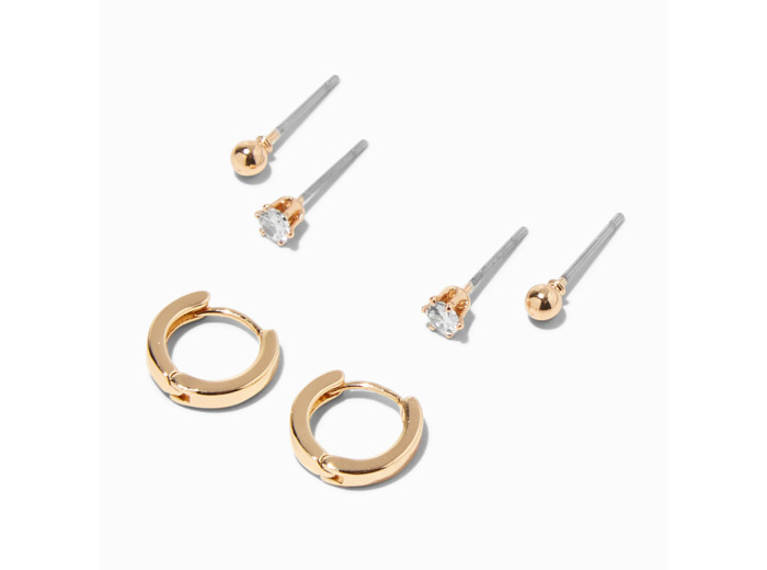 Boucles d’oreilles superposables couleur dorée - Lot de 3