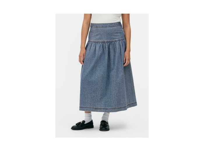 Jupe mi-longue évasée en jean