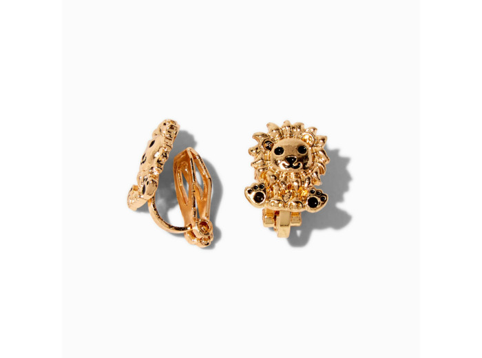 Clous d'oreilles à clip lion couleur dorée