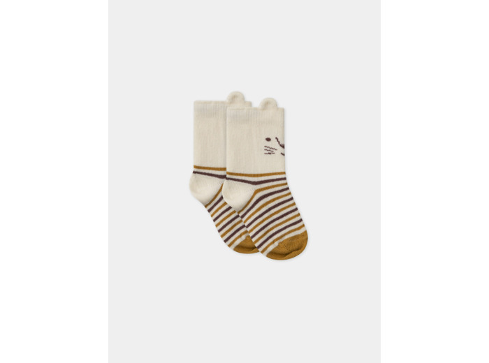 Chaussettes rayées avec visage de lion