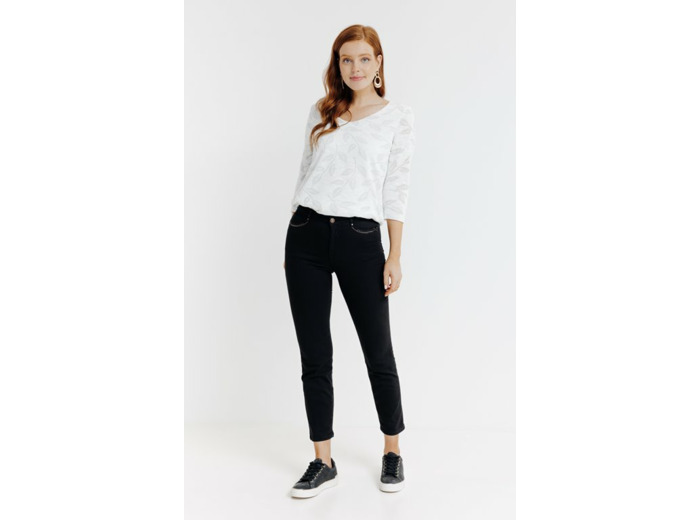Pantalon 7/8 Brodé En Coton Viscose