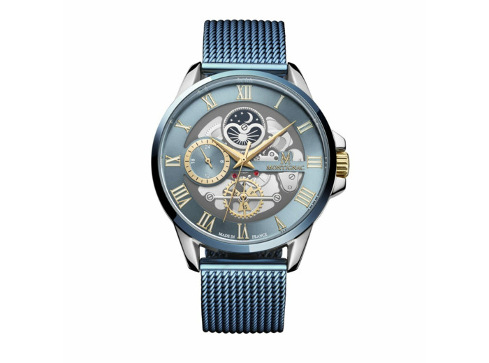 Montre quartz Homme Round Bleu glacier