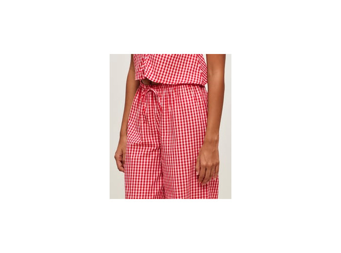 Pantalon en popeline de coton à motif vichy