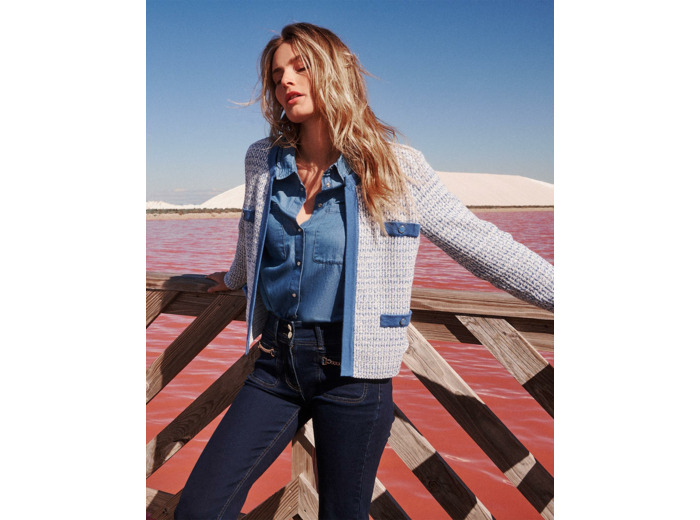 Gilet jacquard BLEU Femme