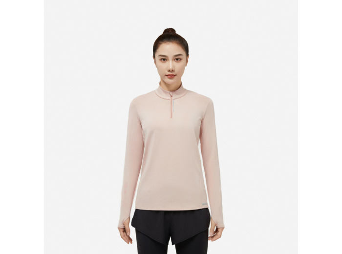 Veste chaude manches longues de running Femme - KIPRUN Run 100 Warm Rose quiartz