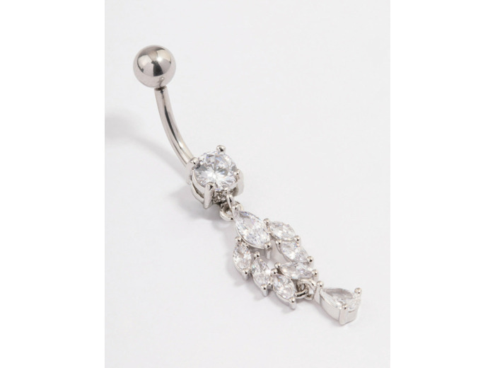 Surgical Steel Cubic Zirconia Tear Chain Belly Ring