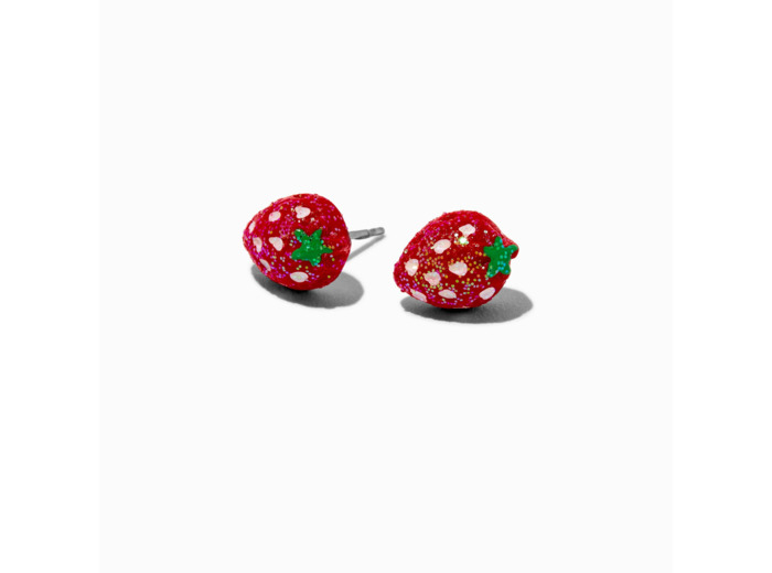 Clous d'oreilles fraise à paillettes
