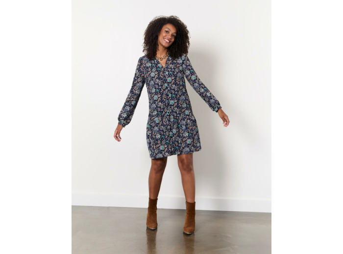 Robe courte imprimé à fleurs MARINE