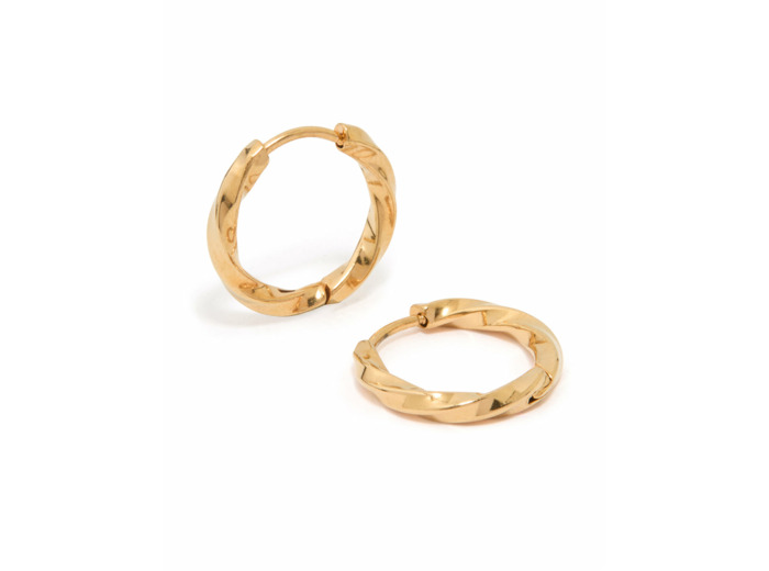 Waterproof Gold Plated Stainless Steel Twisted Hoop Earrings