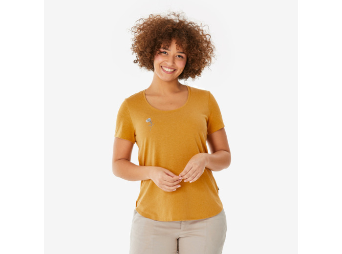 T-shirt de randonnée femme, NH500 jaune ocre
