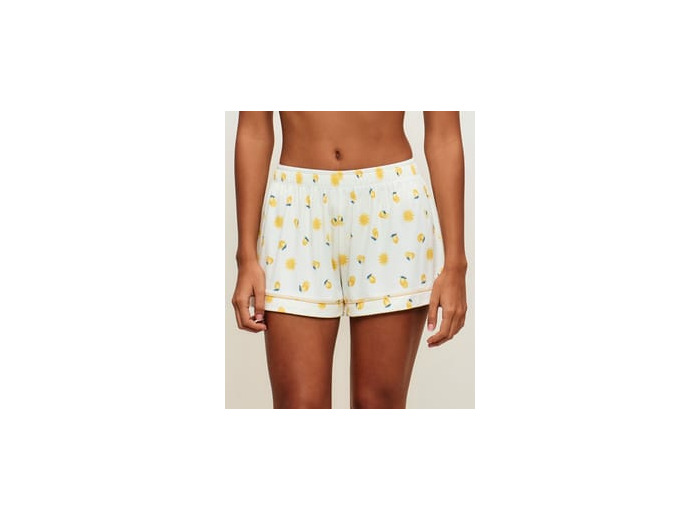 Short en jersey côtelé avec motifs soleils et citrons