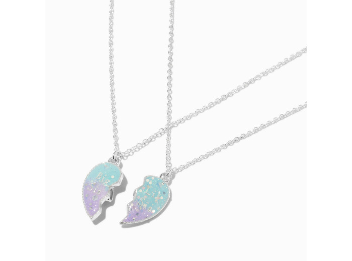 Best Friends Big Sis & Lil Sis Split Heart Pendant Necklaces - 2 Pack
