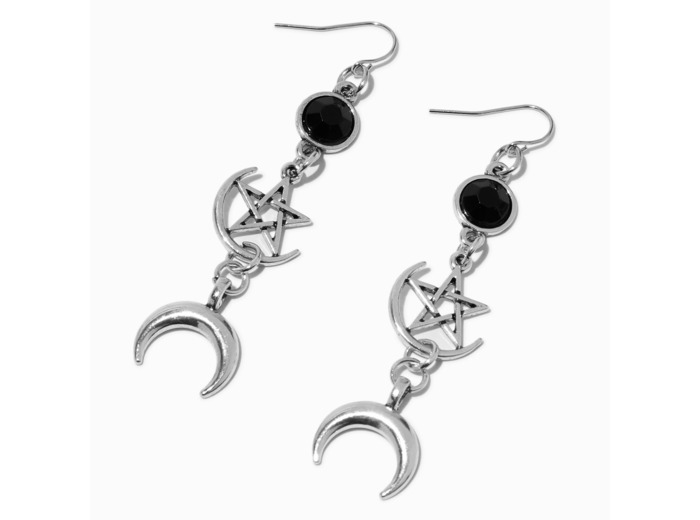 Pendantes 6,5 cm sorcellerie couleur argentée