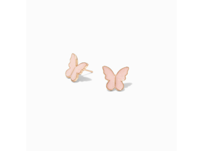 Clous d’oreilles papillons roses