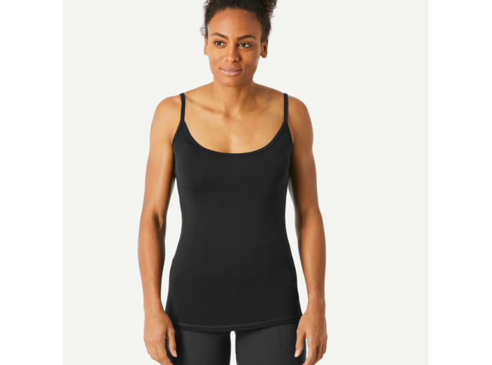 Débardeur en laine mérinos de trek montagne MT500 noir Femme