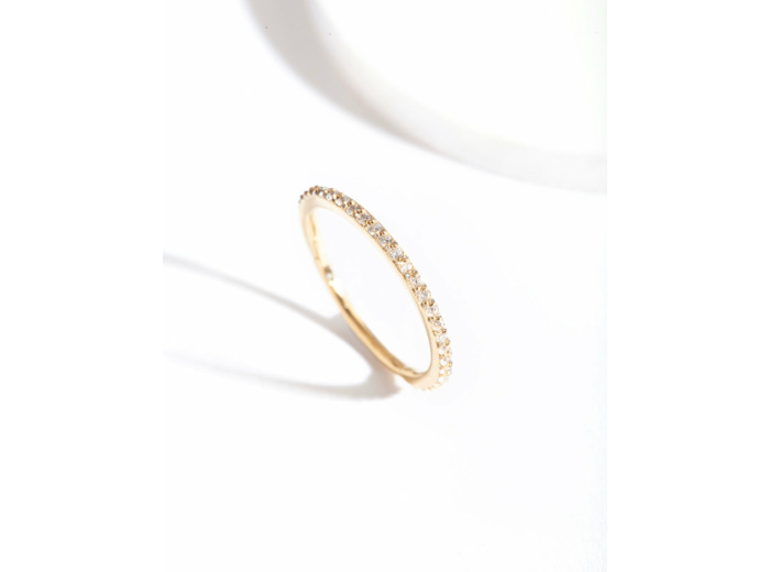 Gold Cubic Zirconia Band Clicker Earring