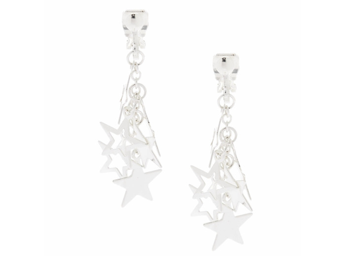 Pendantes à clip étoile couleur argenté 2,5 cm