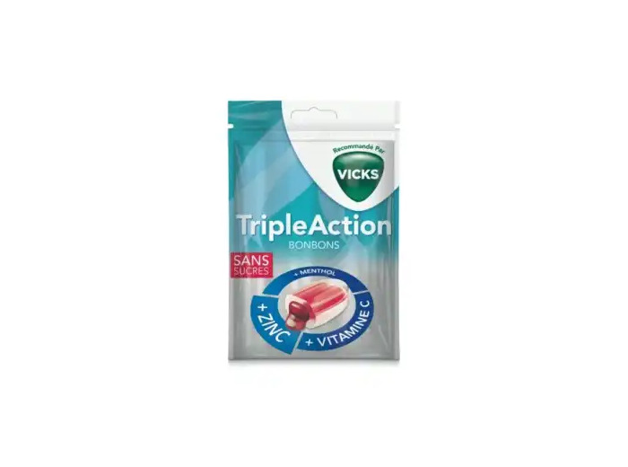 Vicks Pastilles Triple Action Sans Sucre Sachet/72g