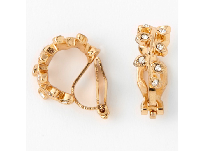Boucles d'oreilles à clip feuille 10 mm couleur dorée