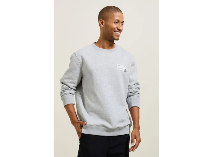 Sweat col rond imprimé devant - Gris moyen