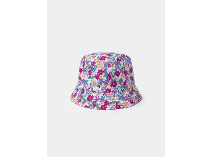 Bob réversible imprimé fleuri ou rose fuschia uni Fille