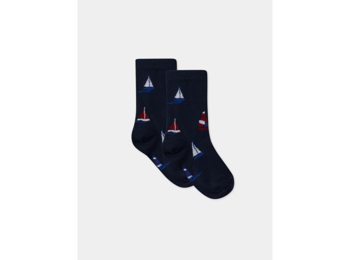 Chaussettes marines jacquard voiliers
