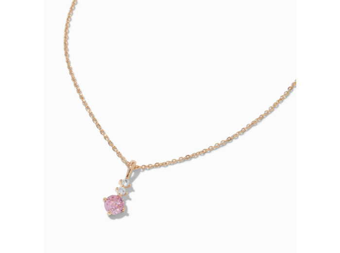 Collier à pendentif trio de strass roses en zircon cubique d'imitation