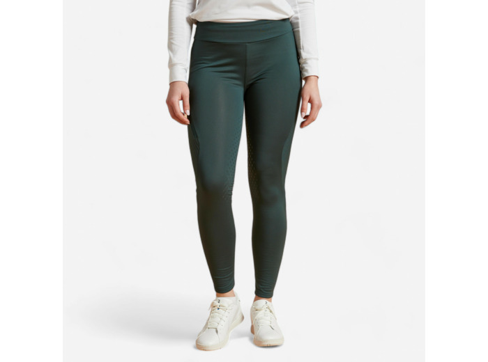 Legging équitation chaud femme basanes silicone vert