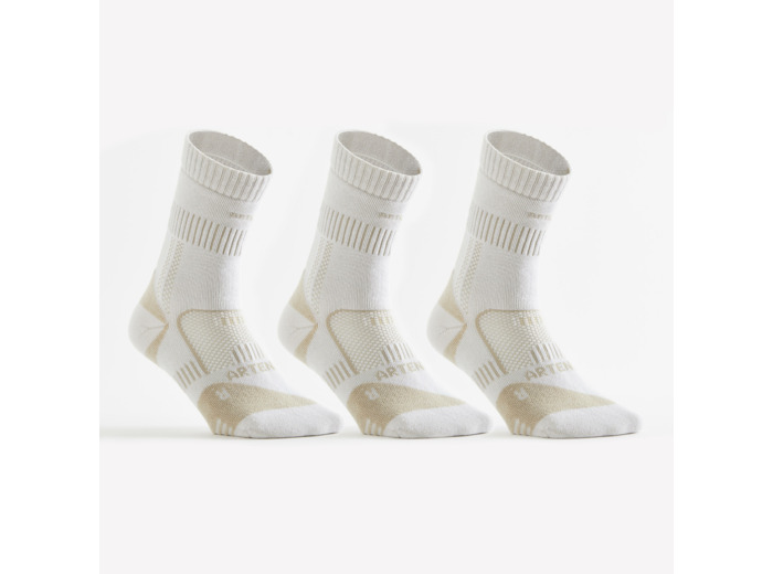 Chaussettes tennis coton hautes Gael Monfils - RS 900 blanc cassé lot de 3