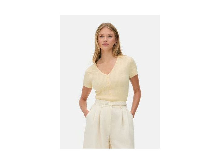 T-shirt côtelé à col en V