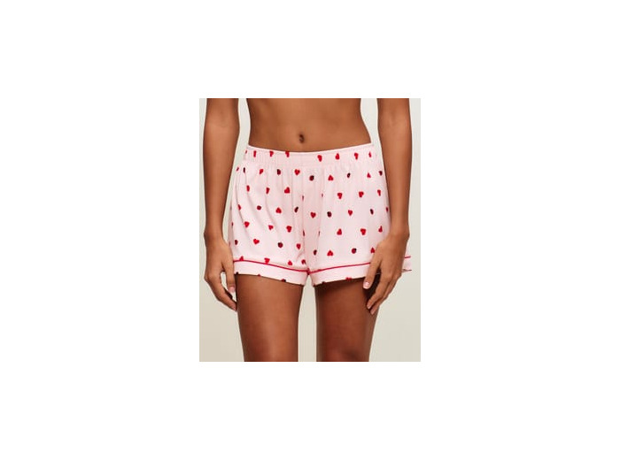 Short en jersey côtelé avec motifs cœurs et coccinelles