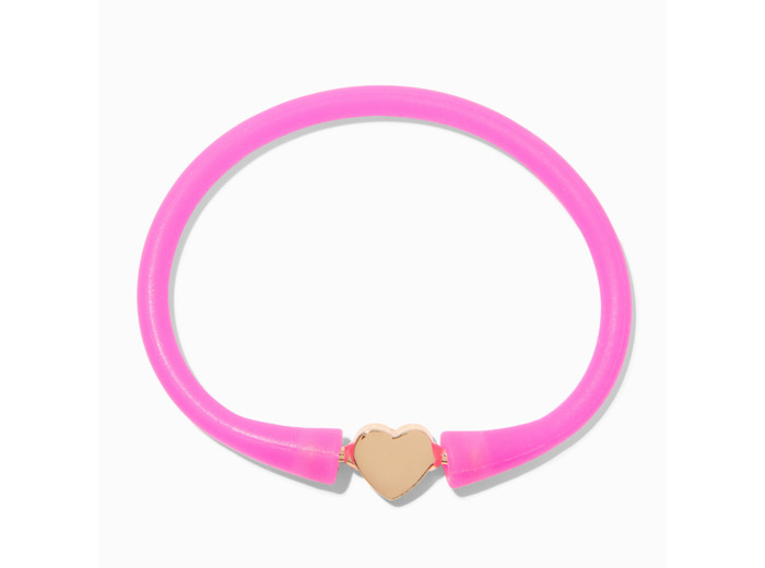 Bracelet en silicone cœur rose