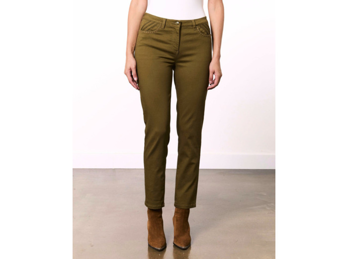 Pantalon 7/8 slim uni KAKI Femme