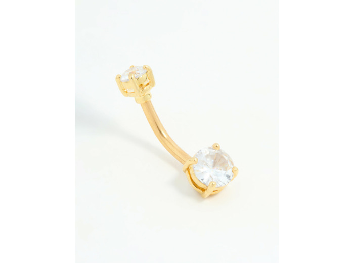 Gold Plated Surgical Steel Cubic Zirconia Mini & Medium Belly Bar